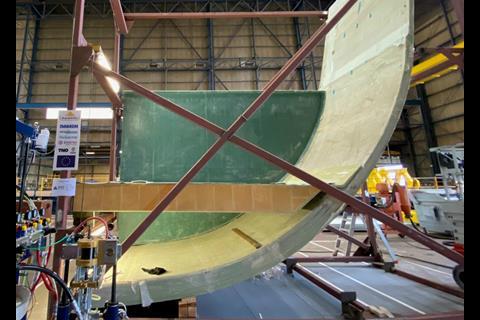 Development of the composite hull section has taken three years. (Image: Damen)